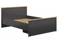 Pesukastiga voodi Hesen S515-LOZ 140, 140x200 cm, grafiit + käsitöö tamm