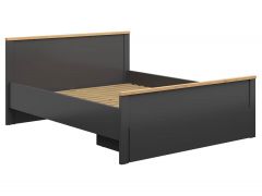 Pesukastiga voodi Hesen S515-LOZ 140, 140x200 cm, grafiit + käsitöö tamm