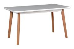 Pikendatav söögilaud Oslo 7, 140-180x80xK75 cm, valge + naturaalne pöök