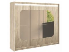 Riidekapp lükandustega Barcelona - Sonoma tamm/Suitsupeegel