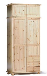 Riidekapp Hendrik 1, 106x60xK231 cm, mänd, naturaalne