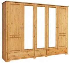 Riidekapp peegliga Hugo S-151, 245x59xK191 cm, meepeits, õlitatud