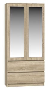 Riidekapp peegliga Malwa SS90L, 90x50xK180 cm, sonoma tamm
