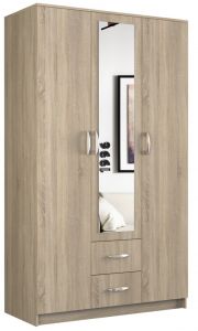 Riidekapp peegliga Romana 120, 120x52xK205 cm, sonoma tamm