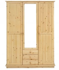 Riidekapp peegliga  Roomet 1A, 154x60xK208 cm, mänd, naturaalne