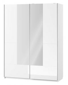 Lükandustega riidekapp peegliga Selene 30, 164x64xK216 cm, valge