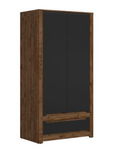 Riidekapp Ruso S407-SZF2D1S, 104x60,5xK204,5 cm, must matt