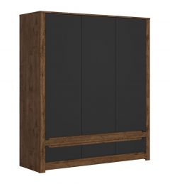 Riidekapp Ruso S407-SZF3D3S, 178,5x60,5xK204,5 cm, matt must