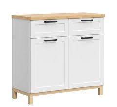 Kummut Haga S369-KOM2D2S-BIM / BIC, 101x44xK95 cm, valge/poola tamm