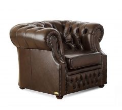 Tugitool Chesterfield, 110x96xH74 cm, pruun nahk