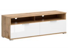 TV-Alus Zele  S383-RTV2S,135x41xK45 cm, wotan tamm +valge kõrgläige