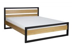 Voodi LK371, tamm + metall, naturaalne + must